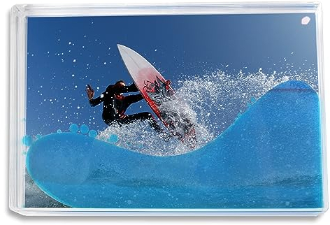 Glitter Photo Frame, Acrylic Picture Frame holds 10 x 15 cm (4 x 6 inch) Clear Frameless Desktop Photo Block with (Blue Water) - Ideal Personalised Gifts, Birthday Presents or Home Décor