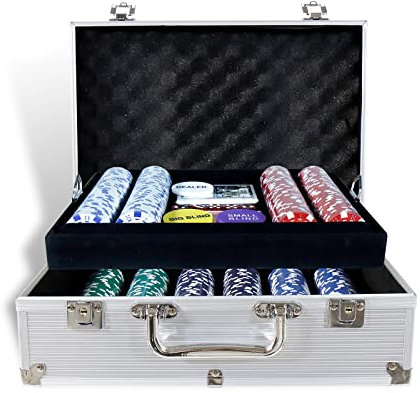 CCLIFE Pokerset Profi 300 500 PCS Pokerspiel inkl. Pokerkoffer Pokerdecks Dealer Button Poker Set Pokerchips Tischauflage Spielmatte