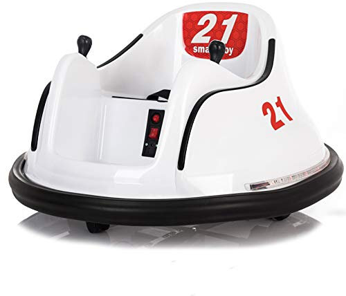 Auto de Choques eléctrico 6V con Bluetooth, Luces LED, música y Mando Parental. Seguro y Resistente, diversión de los más pequeños. Blanco.