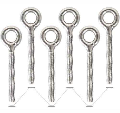 ADNEWX® 6 viti ad anello M10, in acciaio inox 304, con filettatura metrica, bulloni ad occhio chiusi per rullo di fissaggio e appendere