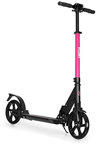 Klarfit Float Kickscooter - Tretroller, Scooter, City-Roller, 200 mm XXL-PU-Räder, ABEC 7 Kugellager, AS-Soft Grips, 1-Click-System, max. 100kg, Doppel-Federung, Trittbremse, mit Tragegurt, Magenta