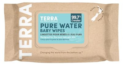 TERRA NZ Pure Water Baby Wipes - 99,7 % Pure New Zealand Water - 100 % biologisch abbaubar Bambus - Duftfrei für empfindliche Haut (1 Packung mit 70 Wischblättern)