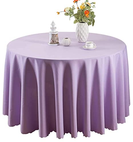 IFIKK Rund Tischdecke, Tischdecke Abwaschbar, Wasserabweisend Tischtuch, Table Cloth, Tafeldecke mit Saum, Tischtücher Fleckschutz Pflegeleicht Abwaschbar (Rund: 160cm, Helles Lila)