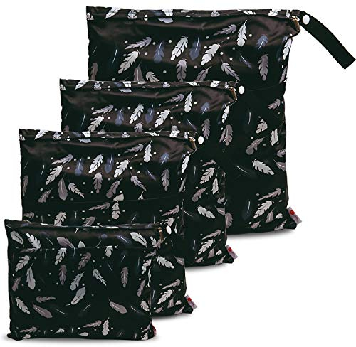 4 Stück Wet bag wasserdichte Windeltasche für unterwegs Nassbeutel Kindergarten Wetbag Kindergarten Wäschebeutel kita Wetbag Stoffwindeln Wäschebeutel Kindergarten Wasserdicht Windeltasche für Baby