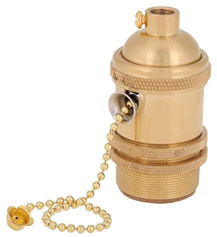 Douille E27 Vintage en Cuivre avec Interrupteur à Cordon Support de Lampe Antique Rétro pour Ampoule Edison Douille Métallique Industrielle 110–240V