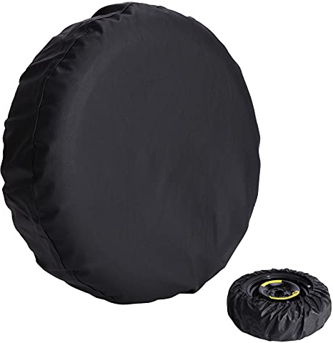 JMTBNO Couvre Roue de Secours en Cuir Noir Housse de Roue de Secours étanche à la Poussière Protection UV Couvre-Pneu pour Remorque Voiture VR Camion SUV (pour diamètre Total de Roue 55-58cm)