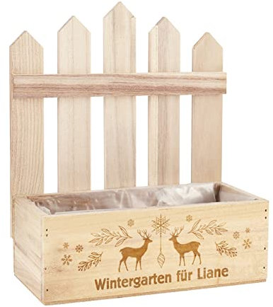 Herz & Heim® Weihnachts-Geschenk Pflanzkiste mit Personalisierung als Geschenkverpackung 23 cm x 27 cm x 10,5 cm (B/H/T)