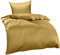 Bettwaesche-mit-Stil Mako Interlock Jersey Bettwäsche Garnitur Uni/enfarbig 100% Baumwolle 135x200 + 80x80, Gold