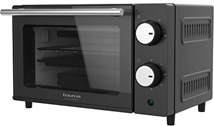 Taurus Horizon 10 - Horno eléctrico, 650W, capacidad 10L, temperatura regulable, temporizador 60min, modo stay on, avisador acústico, acero galvanizado, negro