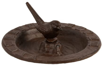 MAISONICA Cast Iron Bird Bath Feeder Bowl Sundial 24.5cm Garden Accessory