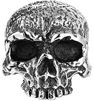 Lieson Edelstahl Ring Herren, Männer Ring Silber Partnerring Totenkopf Gothic Ringe Herren Gr.57 (18.1)