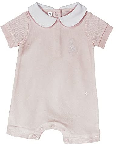 SOPHIE LA GIRAFE - Combi-Short Bébé - Maille Piquée - Col Claudine - Fille - Rose - Blanc - 12 Mois (1an)