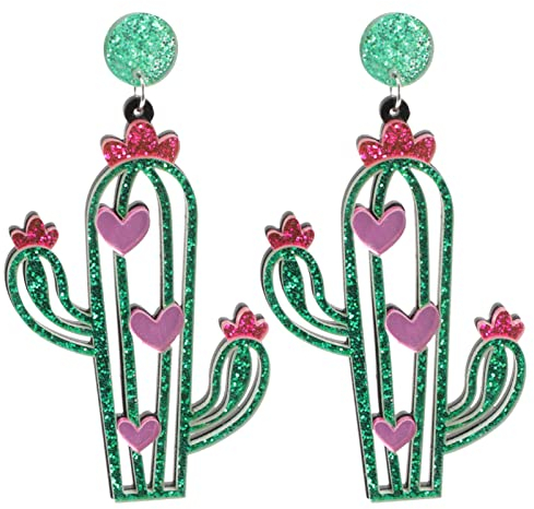 LIFKOME Acryl Kaktus Ohrringe für Frauen - Wüste Statement Dangle Tropfen Schmuck - Grünes Tropisches Pflanzen Geschenk