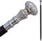 Riyex Gehstock, Vintage-Stil, antiker Gehstock, Holz, silberfarben, Messinggriff, Geschenk