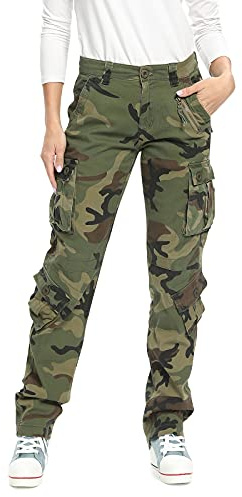 Tianerhay Pantaloni da combattimento cargo da donna, in cotone, casual, mimetico, militare, tattica militare, con tasche, Camo 29, 34