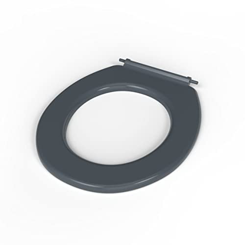 NymaCARE Dark Grey Ring Only Toilet Seat With Stainless Steel Pillar Hinge - 260015/DG