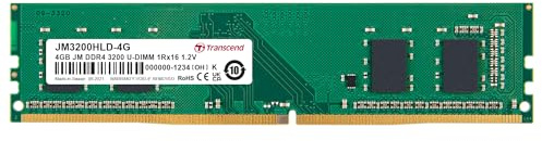 Transcend JetRam 4GB DDR4 RAM 3200MHz Unbuffered Long-DIMM 1Rx16 CL22 1.2V, JM3200HLD-4G