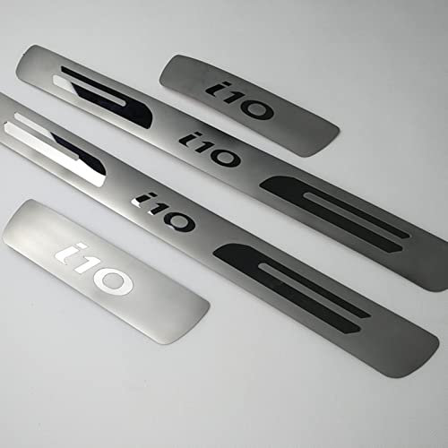 EAGLEG 4 Stück Edelstahl Einstiegsleisten Schutz für Hyu-ndai i10 2013-2020 Auto Türschweller Kratzschutz Abdeckung Protector Pedal Aufkleber Dekorations Zubehör,Silver