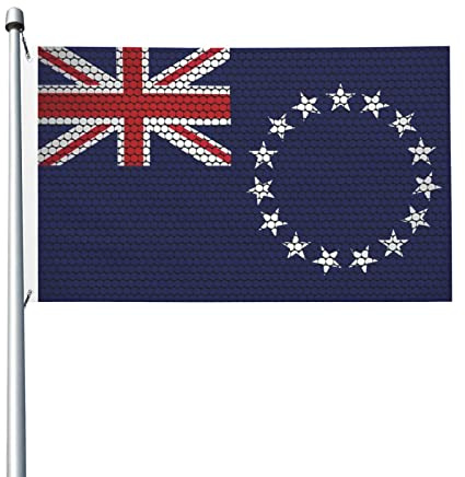 Flagge mit Punkten, Cookinseln, 91 x 152 cm, Polyester – langlebige tive Flaggen für den Außenbereich