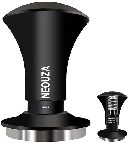 NEOUZA Espresso-Tamper V2 doppelt kalibriert, federbelastet für Kaffeemaschinen Siebträger, Anti-Druckablenkung, raffinierter Griff, Edelstahl-Riffelboden (53,3 mm)