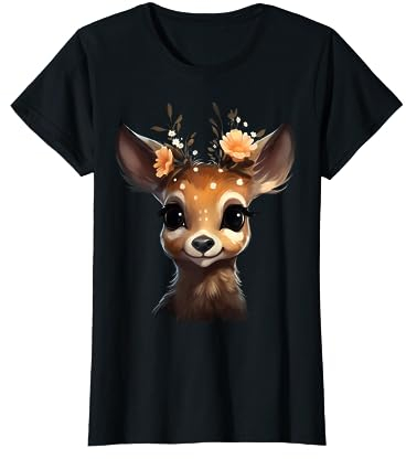 Reh Hirsch T-Shirt Damen Trachtenshirt Dirndl Shirt Trachten T-Shirt