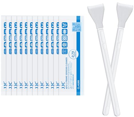 JJC 16mm APS-C Sensor Mikrofasertuch Reinigungstupfer Reinigungsstab für Reflex & spiegellose Digitalkamera CCD CMOS Einwegkamera Sensor Tupfer Kit (12 Stück)