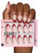 Glamnetic Press On Nails - Red Affair | Short Almond Red Glitter French Tip Nails with a Glossy Finish | 15 Sizes - 30 Nail Kit with Glue