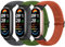 Bcuckood Cinturino elastico compatibile con Xiaomi Smart Band 10/9/8 Donna Uomo, Cinturino elastico Morbido Nylon Cinturino di ricambio per Xiaomi Mi Band 10/9/8, 3 pezzi, Senza Gemstone