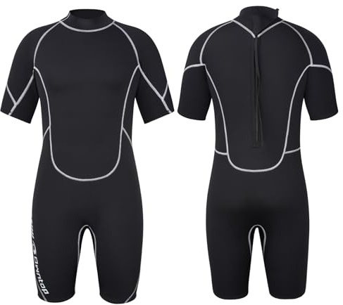 Owntop Neopren Shorty Herren | Front-/Rückenreißverschluss 3/2/1,5 mm | Neoprenanzug Herren Kurz | Stretch Kurzarm Tauchanzüge für Wassersport Tauchen Surfen