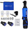 DayPlus Set di chiavi a cricchetto elettriche da 12 V con 2 batterie da 1,5 Ah, chiave a cricchetto da 40 Nm, azionamento Sq, 2300 RPM, chiave a cricchetto a batteria con 7 prese