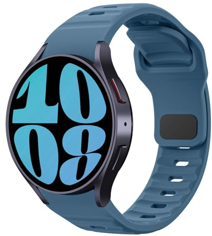MoKo Correa Robusta Compatible con Samsung Galaxy Watch 7 FE 6 5 4 40mm 44mm/Watch 6 Classic 43mm 47mm/5 Pro 45mm/4 Classic 42mm 46mm, 20mm Pulsera de Repuesto de Silicona para Hombre, Azul