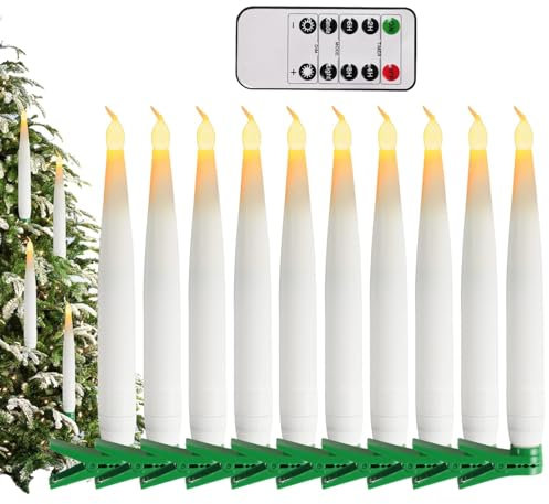 Samuliy LED Pillar Candles,LED Flickering Fake Candle Lights - Battery Operated Flickering Tree Candles for Wall Sconces, Holiday Celebration Parties