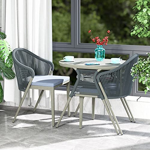 3-teiliges Bistro-Set für den Innenbereich, modernes PE-Set, Glastisch und 2 Stühle, Kleiner Couchtisch für den Balkon, Gartenmöbel
