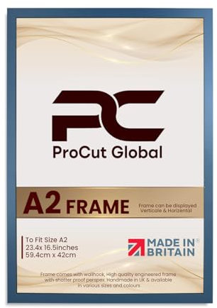 Procut Global A2 Navy Blue Picture Frames – Sleek Wooden Photo Frame with Shatterproof Perspex for Wall or Tabletop – Perfect for Posters, Certificates, Prints–Multiple Sizes & Colors Available
