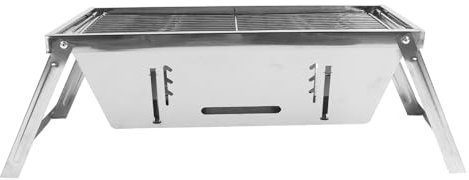 WOOXGEHM Tragbarer Holzkohlegrill, Grill mit Gleichmäßiger Wärmeverteilung, Zusammenklappbarer Holzkohlegrill Aus Edelstahl für Picknicks, Campingausflüge und Versammlungen