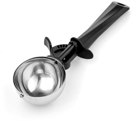 Ice Cream Scoop, 6 tbsp Stainless Steel Cookie Scoop 90 ml, Ice Cream Spoon with Easy Trigger, Kitchen Scoop for Ice Cream, Cookie, Mashed Potato, Meatballs, Melon Balls, Scoop Size 70mm