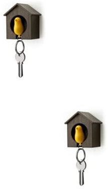 OFFSCH Spatzen Schlüssel 2st Schlüsselbund Vogelhaus Dekoration Gelb Vogelhaus Schlüsselhalter Spatz Süßer Schlüsselanhänger Vogelhäuschen Schlüsselanhänger Coffee