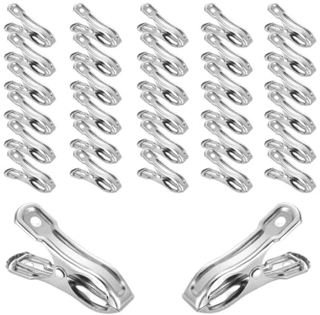 Naisfei Gewächshaus-Folien-Klemmen, 5,1 cm, Edelstahl-Gewächshaus-Klemme, Gewächshausnetz-Clips mit großen Öffnungen für Wäscheleine, Befestigung, Handtuch, Socke, Unterwäsche, Pflanzenabdeckung,