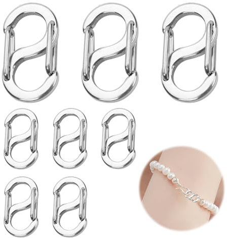 8 PCS Double Opening Shortener Clasp, Jewellery Clasps S-Lock Bracelet Clasps, Clasps Jewellery Making, Stainless Steel Mini Bracelet Extender for Necklaces, Bracelets, DIY Jewellery (Silver)