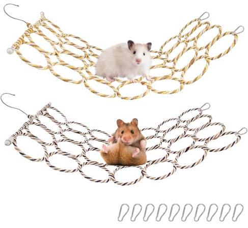 2 Peices Bird Rat Climbing Rope Net Toy for Cage, Bird Rope Perch Swing, Ladder Rope Bridge Hanging Hammock, for Gerbil, Mouse, Mice, Parrot, Bird