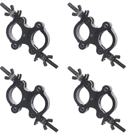 4Pack Garras para Truss Clamp Doble Abrazadera Giratoria Luz Escenario, Gancho para Truss 40-52mm Garras Luces Lighting Hook Clamps, Carga 250kg Andamiaje Soporte Luz Enganche Colgar para Cabeza Movil