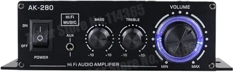 ZKLGS Amplificatore Audio, Amplificatori Audio for Bassi Domestici for Auto Amplificatore Audio HiFi a 2.0 canali Home Digital 12V Mini Treble Amplificazione di Potenza(AK-280)