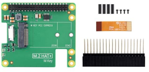Oxxggkao HAT+ Gen3 SSD 2230/2242 PCIE Erweiterungsplatine mit 16-poligem Flachbandkabel, LED-Anzeigen für RPi Enthusiast Gear