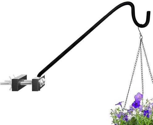 Vogelfutterstelle Stange, 45 cm Schwenkbarer Vogelhäuschen Hängehalter, Balkon Geländer Balkonkasten Halterung Metallhaken für Blumenampel Laternen Pflanzentöpfe Garten Terrasse Deko