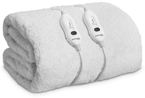 Dreamcatcher Sherpa King Size Electric Blanket, Fully Fitted, Dual Control | Fully fitted 203 x 152cm Sherpa heated underblanket with dual controls, 3 heat settings, elasticated skirt and 2.3m cable.