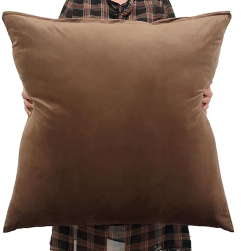 Kissenbezug 80x80, Sofa Kissenbezüge 65x65,Samt Zierkissenbezug Dekokissen Sofakissen Bezug Groß Kissenhülle Dekorative Weiche Kopfkissenbezug Kissen Bezug(Dunkelbraun,80x80 cm)