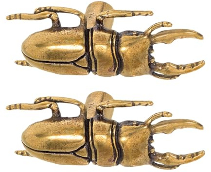 FUTUREORYY 2 Stück Vintage Messing Insekten Möbelgriffe im Stil von Käfern Schrankknöpfe für Kommoden Kleiderschränke und Küchenschränke Ergonomische Griffe mit Detailreichem Design Robust