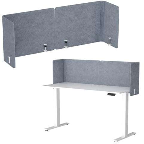 Schreibtisch Trennwand,2 Stück,(140 * 47.5cm) Tragbare Trennwände, Sichtschutz Schreibtisch,Tischdividieren für Klassenzimmer-Privatsphäre-Bildschirme für Erwachsene und Studenten,Filz（Grau）