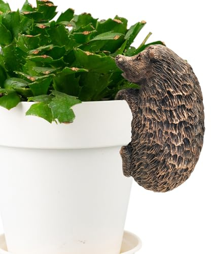 Baseballbat Hedgehog Plant Pot Hanger Garden Statues Resin Flower Pot Hugger Pot Plant Decoration Decorative Figurines for Fairy Garden Fence Yard Patio Outdoor Indoor Hanging Ornaments