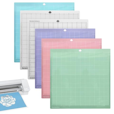 6 Stück Schneidematte, Plotter 4/5/3/2/1 Verschiedene Selbstklebende 12x12 Ersatz Schneidematte Standardgrip Lightgrip Stronggrip FrabricGrip Klebstoff Matte für Viny Craft